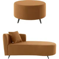 Recamiere HOME AFFAIRE "Hulby", rosa (kupfer), B:182cm H:82cm T:90cm, 100% Polyester, Sofas, Recamiere, wahlweise mit und ohne Hocker und Armlehne links oder rechts