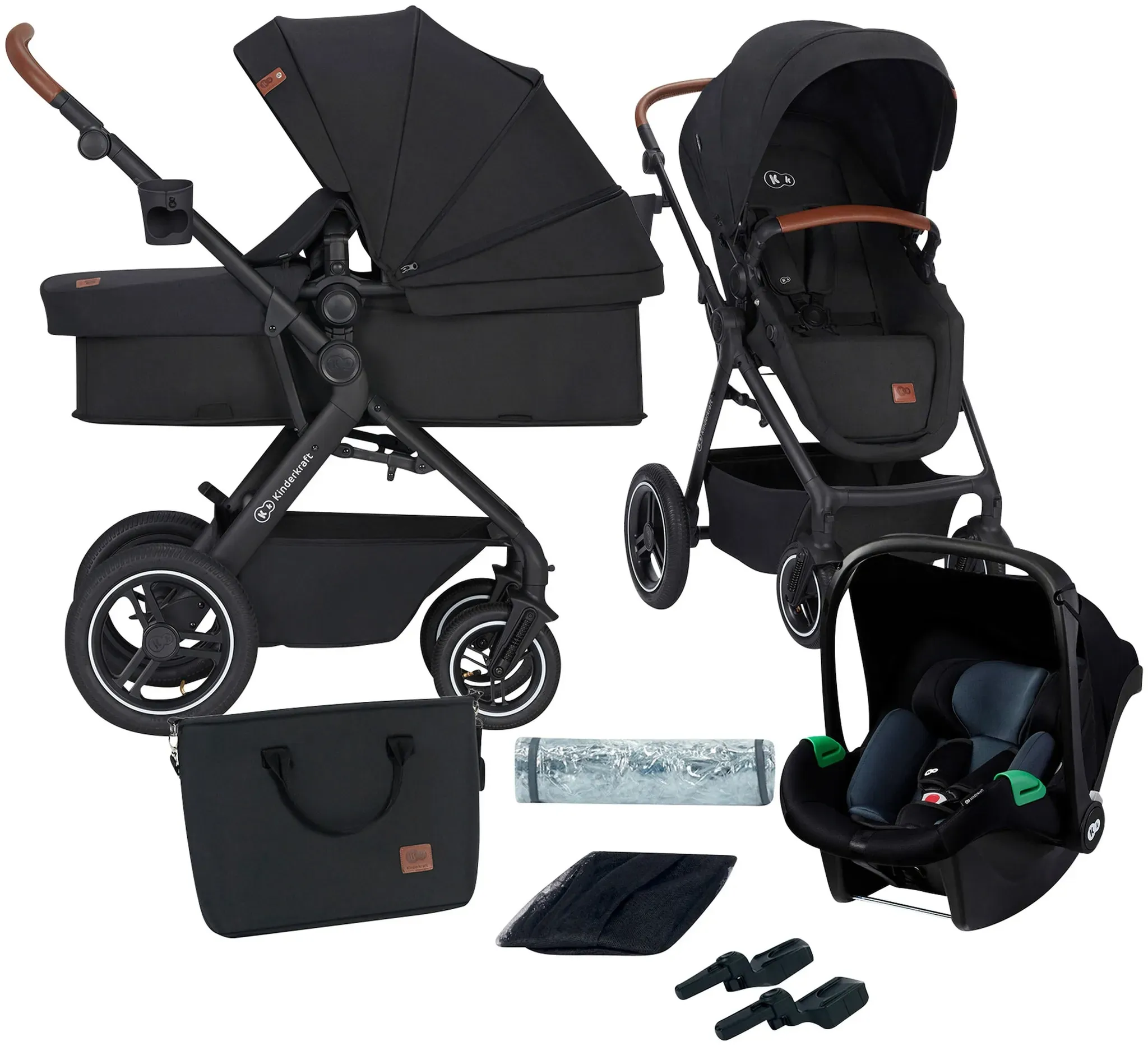 Kinderkraft Kombikinderwagen B-TOUR 3in1 Trio-Set inkl. Babyschale MINK PRO, schwarz