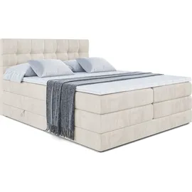 altdecor Boxspringbett mit Matratze Topper, Polsterbett mit Bettkasten BERO KING | Beige Casablanca | 140x200