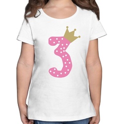 Shirtracer T-Shirt Dritter Krone Mädchen – 3. Geburtstag – Mädchen Kinder T-Shirt geburtstags t-shirt 3 jahre weiß 104 (3/4 Jahre)