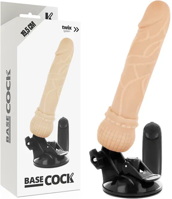 BASECOCK - Realistischer Vibrator mit Fernbedienung Natur, 19,5 cm Ø 4 cm - Natur