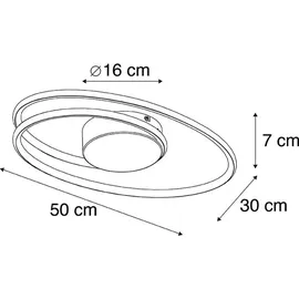 QAZQA Rowan 1-flammig oval gold Aluminium