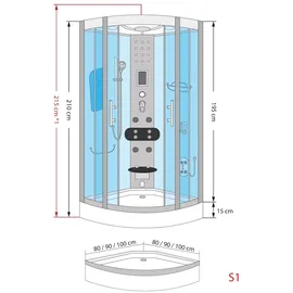 AcquaVapore Duschkabine Dusche D46-03T0 80x80 cm ohne 2k Scheiben Versiegelung