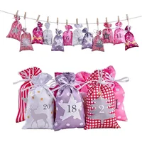 Luxuskollektion Adventskalender zum Befüllen Groß 24 Stoffbeutel Kette Set