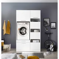 Respekta Clara Waschmaschinenschrank 117,4 x 200 x 67,6 cm Weiß Holz