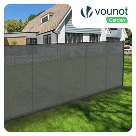 VOUNOT Zaunblende 1,5 x 10 m Grau Polyethylen