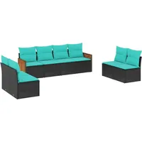 vidaXL Gartensofa-Set mit Kissen, schwarzes Polyrattan