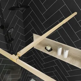 Marwell Walk In Dusche Golden Frame 200x90cm - Duschwand mit schwenkbarer Flügeltür 180° - mit 5mm Glas - hochwertige...