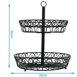 Intirilife Obstkorb Etagere, 2 Stockwerke - 30 x 35 cm - 2 Etagen Schale zum aufstellen und aufhängen für Obst, Gemüse u.v.m.