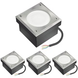 ledscom.de 4x LED Pflasterstein Bodeneinbauleuchte NEOLUM für außen, IP67, eckig, 10 x10cm, inkl. GX53 Leuchtmittel, 51lm, warmweiß