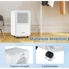 Costway 15L/Tag Luftentfeuchter mit 2 Lüfterstufen - 24H Timer, 3 Modi Kindersicherung für Räume bis zu 24m2, Weiß