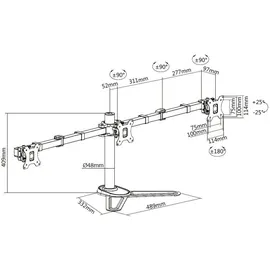 Equip 650125 Dreifach Gelenk Monitor/LCD Tischfusshalterung 17 bis 27"), Monitor Halterung, schwarz