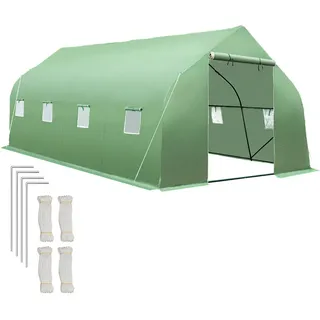 Tectake tectake® Foliengewächshaus, 27 m3, in Zeltform mit 8 Fenstern 600 x 300 x 205 cm