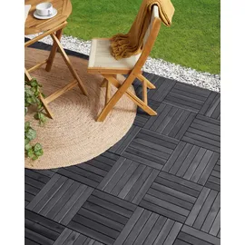 Beliani Terrassenfliesen ACCETTURA zertifiziertes Akazienholz Grau