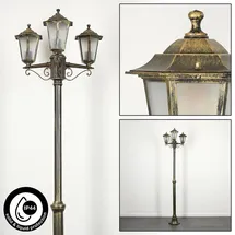 hofstein Wegeleuchte Metall/Glas 3xE27 IP44 ohne Leuchtmittel braun/gold/schwarz