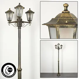 hofstein Wegeleuchte Metall/Glas 3xE27 IP44 ohne Leuchtmittel braun/gold/schwarz