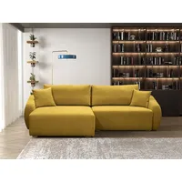 Fun Möbel Ecksofa Designersofa Sofa ELISE in Stoff Wind Senfgelb Ottomane Links - Gelb