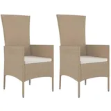 vidaXL Gartenstuhl 54 x 95 x 22 cm beige 2 St.