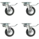 MS Beschläge Möbelrollen 4er Set ø 60mm Hartgummirollen inkl. Bremse und Anschraubplatte