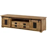 Massivmoebel24 Railway TV-Board 200x55x50 cm Natur Lackiert Holz