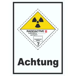HB-Druck Schild radioaktive Stoffe Achtung Radioactive II-GELB hochkant A4 (210x297mm)