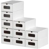 TolleTour 20x Schuhboxen mit Sichtfenster Schuhaufbewahrung Aufbewahrungsbox Stapelbar Storage Box Schuhbox Schuhkarton Schuhschachtel Allzweckbox ... - Weiß