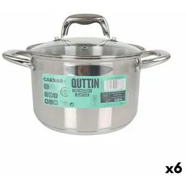 Quttin Topf mit Glasabdeckung Quttin Caesar Stahl ø 20 x 13,5 cm (6 Stück)