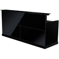 Jet-Line Zürs schwarz Büromöbel Empfang Theke 2.2 m Glasfront