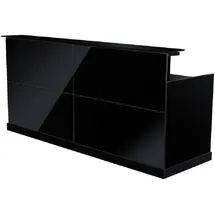 Jet-Line Zürs schwarz Büromöbel Empfang Theke 2.2 m Glasfront