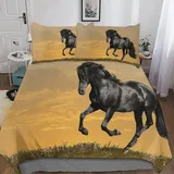 Pferd Bettwäsche Premium Atmungsaktive Angenehme Bettbezüge, Mit Reißverschluss Für Jungen Mädchen Bettdeckenbezug, 2teilig Bettbezug + Kissenbezug Single (135x200cm)