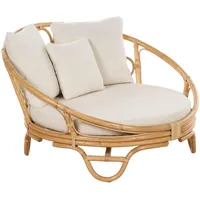 Beliani Garten Sonneninsel Rattan natürlich mit Auflagen beige Loungemöbel Boho Rossano