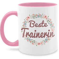 Shirtracer Tasse Beste Trainerin Tasse, Keramik, Kaffeetasse Job Geschenk rosa