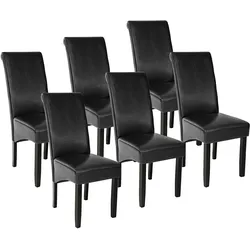 TECTAKE Esszimmerstuhl, ergonomisch, massives Hartholz  6er Setschwarz