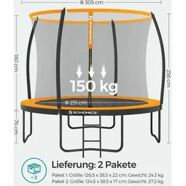 Songmics Gartentrampolin 305 cm inkl. Sicherheitsnetz schwarz/orange