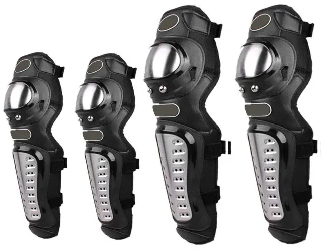 4-teiliges Set: verstärkte Schutz-Knieschoner und Ellenbogenschützer für Motorrad, schwarz
