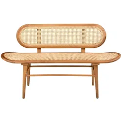 Sitzbank Rattan Teakholz Flurbank Dielenbank Esszimmer Bank Holzbank massiv