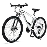 Vankel Mountainbike AX4.0 Fahrrad in 26 Zoll, Shimano, 21 Gang Shimano Tourney RD-TY300/200 Schaltwerk, Kettenschaltung, (Set), Für Damen und Herren 160-190cm, weiß und blau, MTB für Alltag weiß