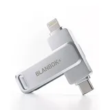 BLANBOK+ MFi zertifizierter USB Stick 256GB,USB C Stick für iPhone 15,USB C Flash Drive Externer Speicher,3 in 1 Memory Stick, USB C Speicherstick für Lightning/iPhone/iPad/Android Handy/Laptop/PC