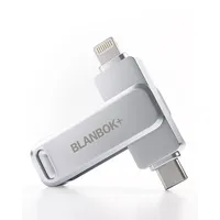 BLANBOK+ MFi zertifizierter USB Stick 256GB,USB C Stick für iPhone 15,USB C Flash Drive Externer Speicher,3 in 1 Memory Stick, USB C Speicherstick für Lightning/iPhone/iPad/Android Handy/Laptop/PC