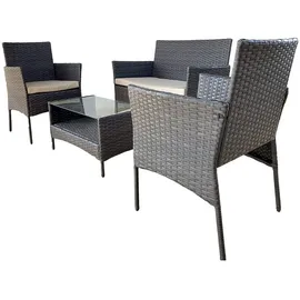 Mobili Rebecca Rebecca Mobili Gartengarnitur, grau aus Polyrattan mit Kissen, 4 Sitzplätze - Grau