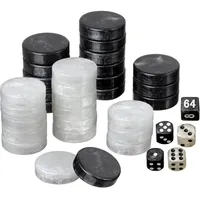 Philos Backgammon Spielsteine und Würfel groß 34 x 10 mm schwarz/weiß