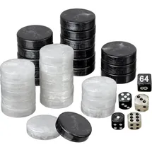 Philos Backgammon Spielsteine und Würfel groß 34 x 10 mm schwarz/weiß