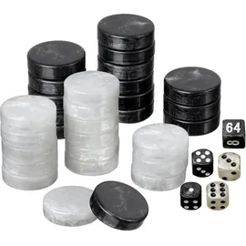 Philos Backgammon Spielsteine und Würfel groß 34 x 10 mm schwarz/weiß