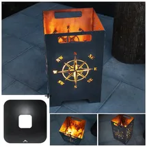 teileplus24 FT04 Feuertonne + Feuerplatte | Komplettset | Feuerkorb + Grillplatte Grillring