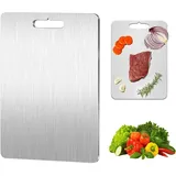 Schneidebrett Aus Titan - Beidseitig Aus Edelstahl - Bpa-frei - Zum Kochen Von Fleisch, Brot, Gemüse Und Obst (34 X 23 Cm)