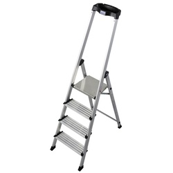 KRAUSE Stufen-Stehleiter »MONTO Safety PlusLine«, 4 Sprossen, Aluminium - silberfarben