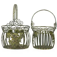 Moritz 2er Set Pflanzkörbe Metall altgrün Indoor Outdoor Pflanztopf