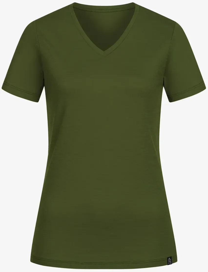 Tom Fyfe Merino Damen T-Shirt V-Ausschnitt Waldgründ XS