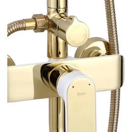 REA Bloom Duschgarnitur Weiß/Gold 144 cm