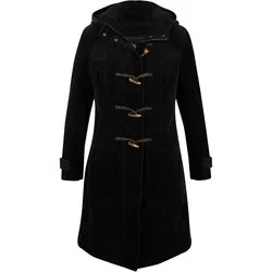 bonprix Gefütterter Cord-Dufflecoat, schwarz, 44, Cord